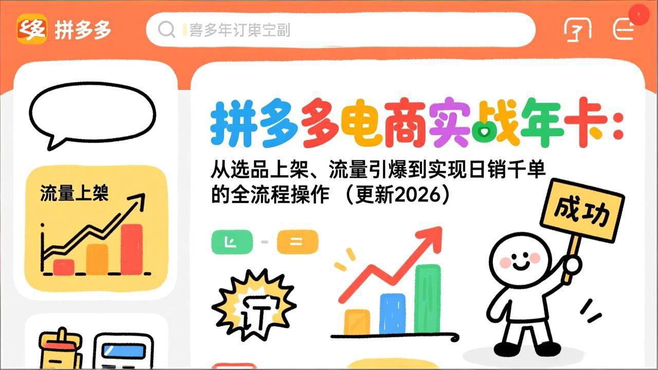（19839期）拼多多电商实战年卡：从选品上架、流量引爆到实现日销千单的全流程操作（更新2026年8月）-千寻创业网