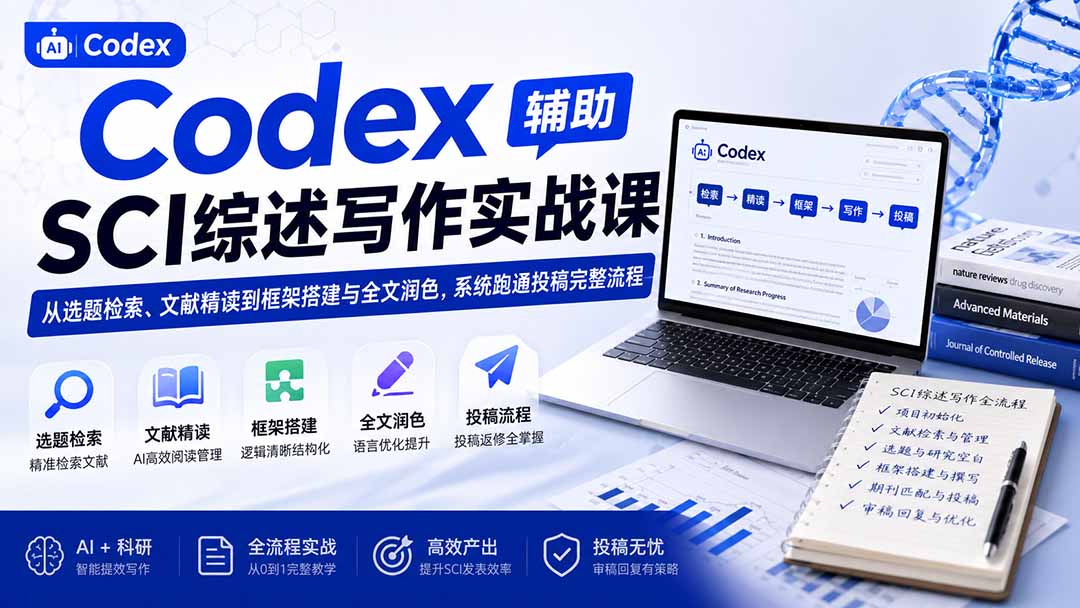 （19751期）Codex辅助SCI综述写作实战课——从选题检索、文献精读到框架搭建与全文润色，系统跑通投稿完整流程-千寻创业网