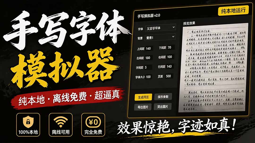（19810期）罚抄神器！罚抄10万字都不在怕了，手写字体模拟生成器，附带新整理背景图和字体，纯本地离线运行-千寻创业网