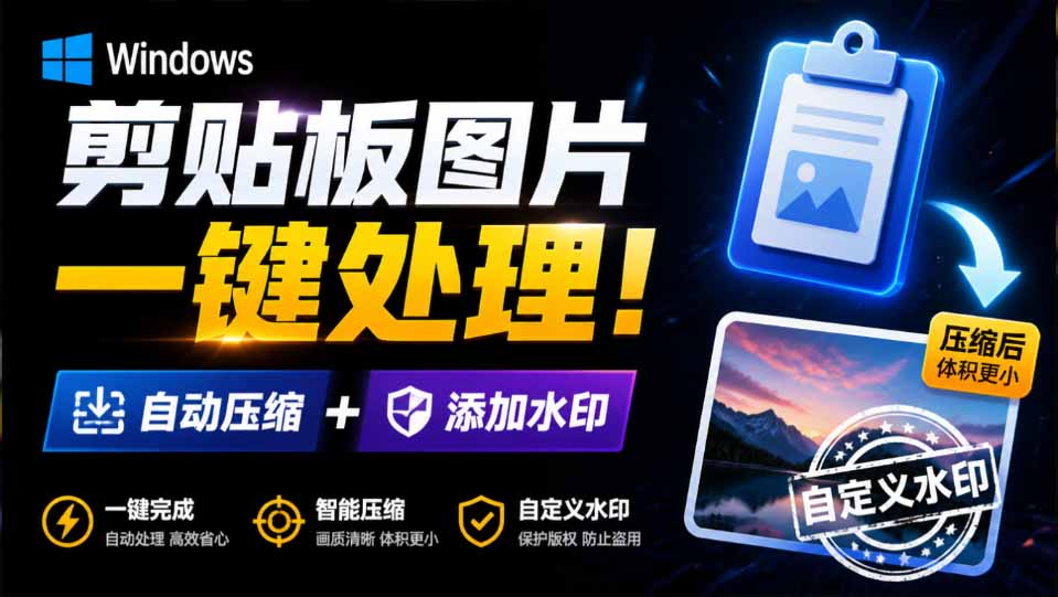 （19831期）Windows 剪贴板复制图片后，体积会暴涨数百倍？剪贴板图片一键自动压缩及添加水印工具-千寻创业网