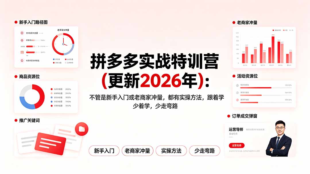 （19724期）拼多多实战特训营(更新2026年)：不管是新手入门或老商家冲量，都有实操方法，跟着学，少走弯路-千寻创业网