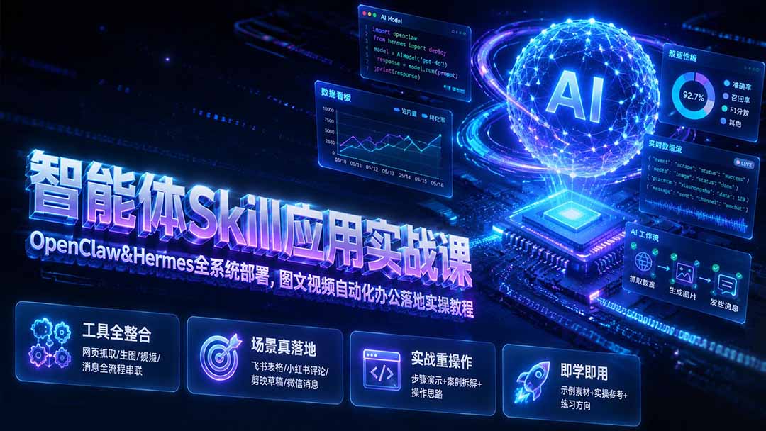 （19645期）智能体Skill应用实战课：OpenClaw&Hermes全系统部署，图文视频自动化办公落地实操教程-千寻创业网