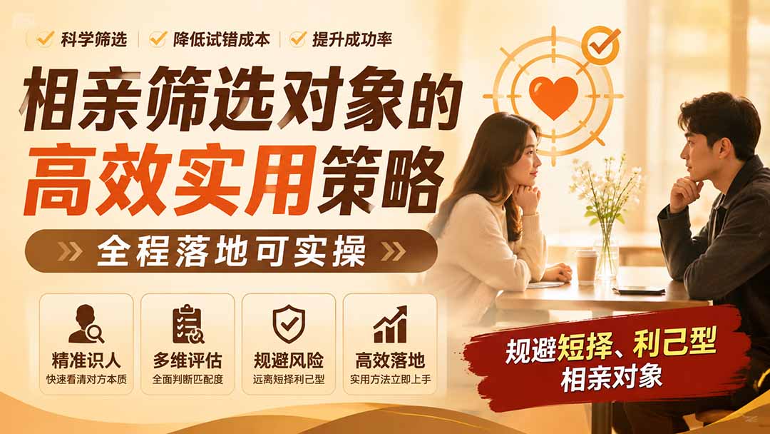 （19727期） 付费文章：相亲筛选对象的高效实用策略，全程落地可实操，规避短择、利己型相亲对象-千寻创业网