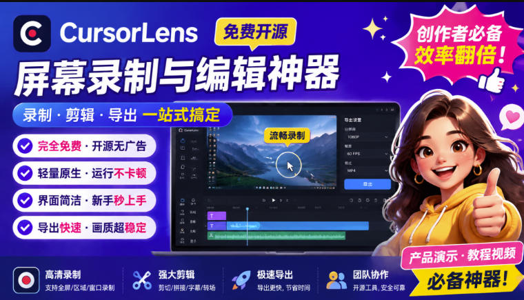 （19971期）CursorLens免费开源录屏工具，支持自动缩放，教程视频录制必备神器-千寻创业网