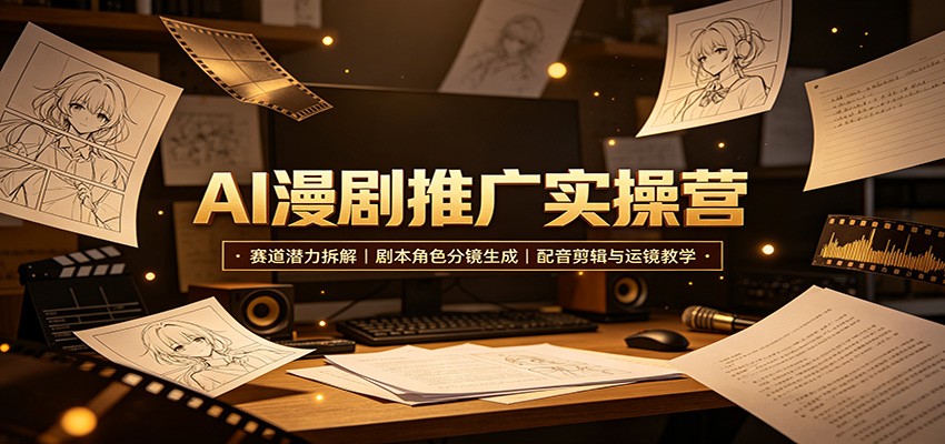 AI漫剧推广实操营：赛道潜力拆解，剧本角色分镜生成，配音剪辑与运镜教学-千寻创业网