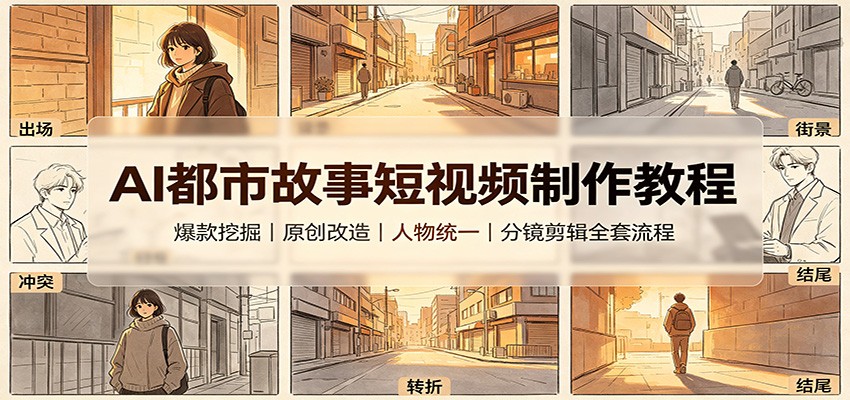 AI都市故事短视频制作教程：爆款挖掘原创改造，人物统一分镜剪辑全套流程-千寻创业网