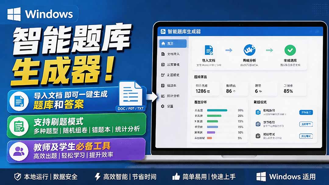 （19855期）Windows 智能题库刷题软件！导入文档一键生成题库和答案，并支持刷题模式，教师及学生必备工具 原创-千寻创业网
