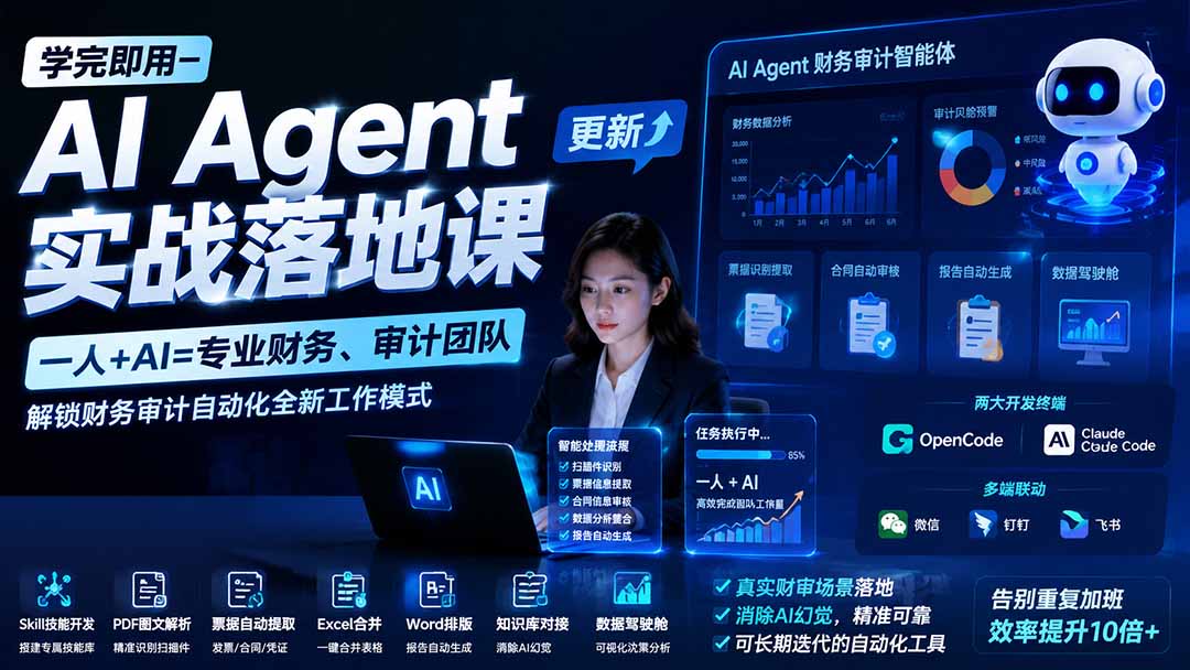 （19702期）学完即用—AI Agent实战落地课-更新：一人+AI=专业财务、审计团队，解锁财务审计自动化全新工作模式-千寻创业网