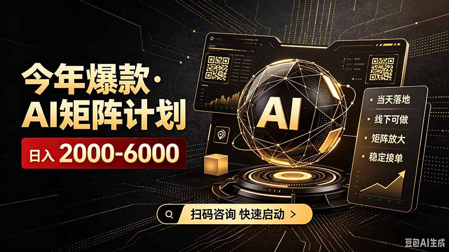 （19703期）AI矩阵计划！日收益3000-8000+，项目绿色长久，安全合规靠谱，可批量放大。扶持工作室和分公司-千寻创业网