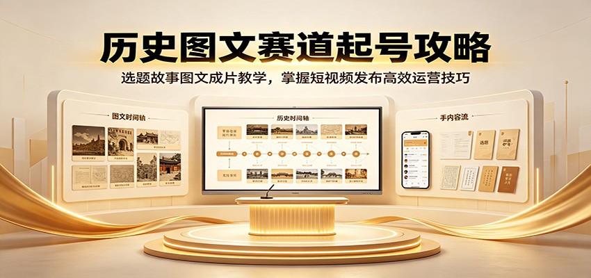 历史图文赛道起号攻略：选题故事图文成片教学，掌握短视频发布高效运营技巧-千寻创业网