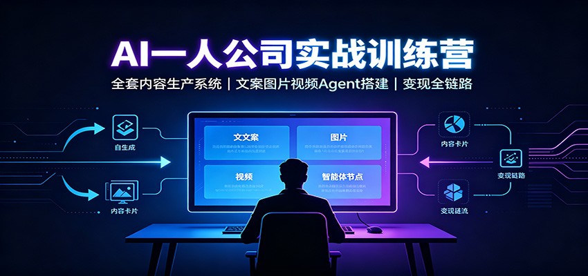 AI创作一人公司实战训练营：全套内容生产系统，文案图片视频Agent搭建变现全链路-千寻创业网
