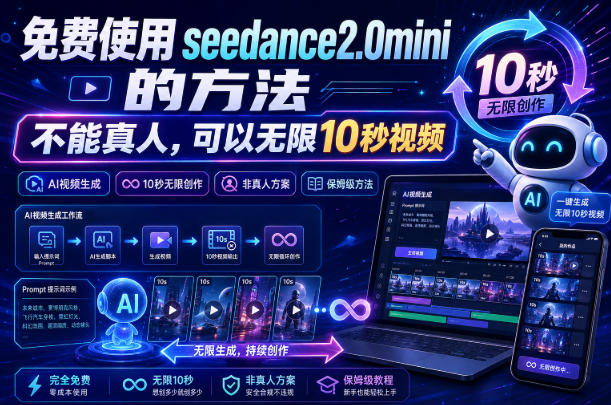 免费使用seedance2.0mini的方法，不能真人，可以无限10秒视频，9图+3音频参考-千寻创业网
