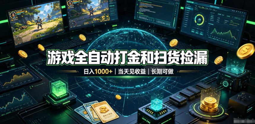 游戏全自动打金和扫货捡漏，日入1k+，当天见收益，长期可做！【揭秘】-千寻创业网