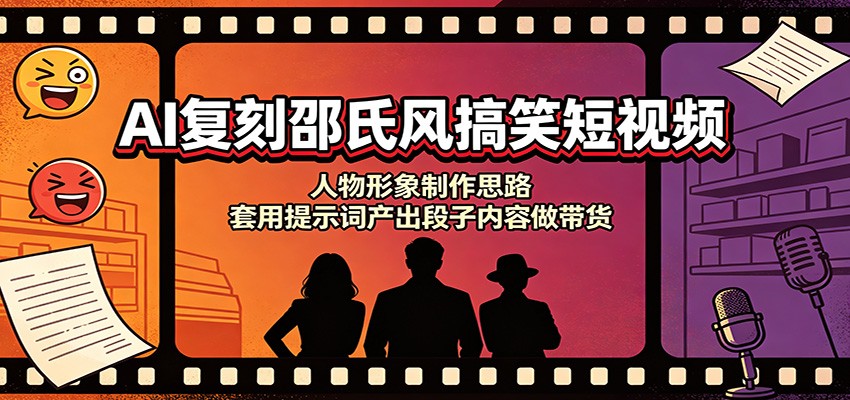 AI复刻邵氏风搞笑短视频：人物形象制作思路，套用提示词产出段子内容做带货-千寻创业网