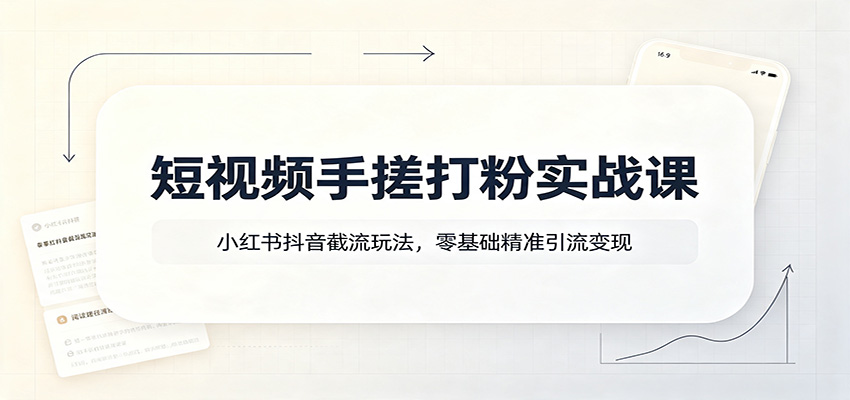 短视频手搓打粉实战课：小红书抖音截流玩法，零基础精准引流变现-千寻创业网