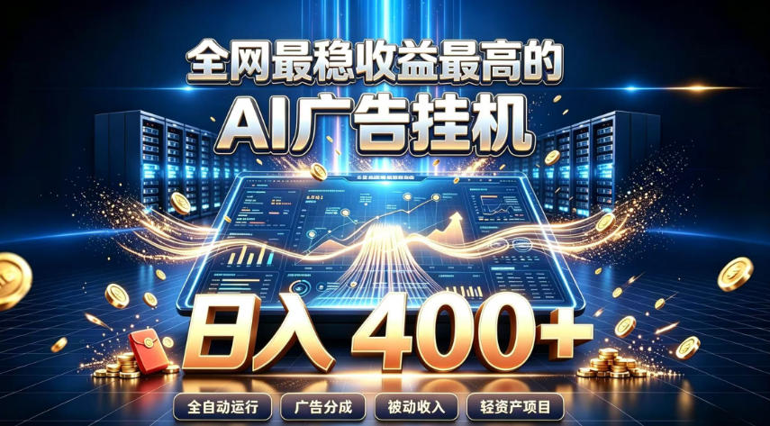 全网最稳收益最高的AI智能广告挂G项目，日入400+，真正的躺賺项目【揭秘】-千寻创业网
