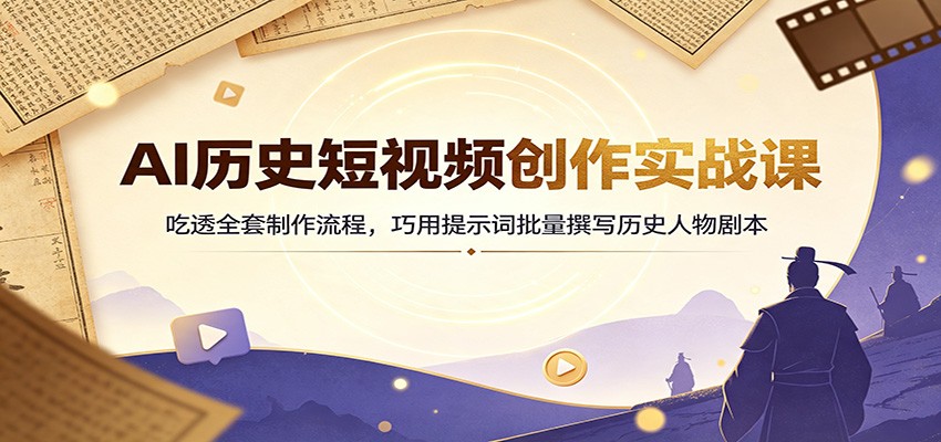 AI历史短视频创作实战课：吃透全套制作流程，巧用提示词批量撰写历史人物剧本-千寻创业网