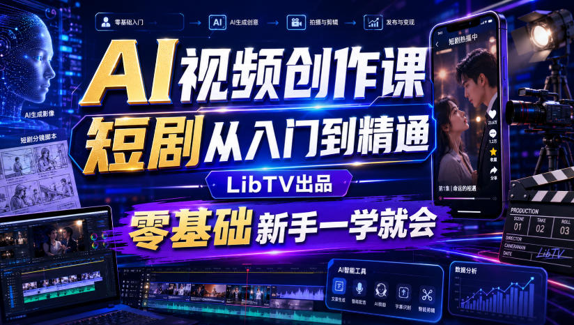 AI视频创作课，短剧从入门到精通，LibTV出品，零基础新手一学就会-千寻创业网
