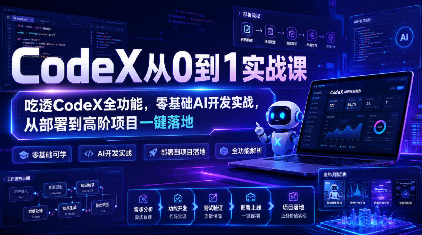 CodeX从0到1实战课，吃透CodeX全功能，零基础AI开发实战，从部署到高阶项目一键落地-千寻创业网