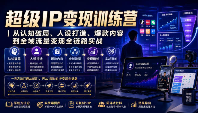 超级IP变现训练营｜从认知破局、人设打造、爆款内容到全域流量变现全链路实战-千寻创业网