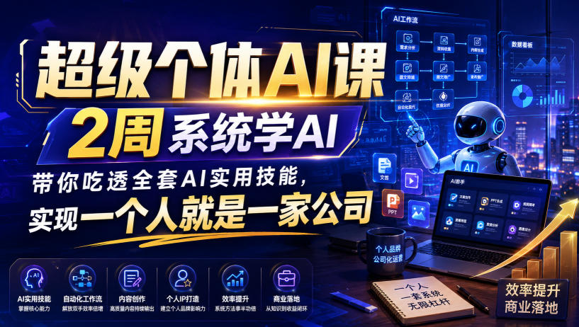 超级个体AI课，2周系统学AI，带你吃透全套AI实用技能，实现一个人就是一家公司-千寻创业网