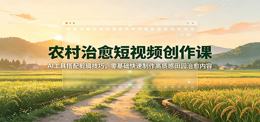 农村治愈短视频创作课：AI工具搭配剪辑技巧，零基础快速制作高质感田园治愈内容-千寻创业网
