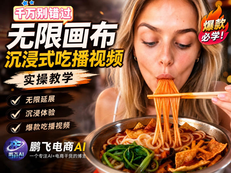 保姆级教程｜用AI无线画布做沉浸式吃播，3步直接出片，无线画布工作流，操作简单好上手-千寻创业网