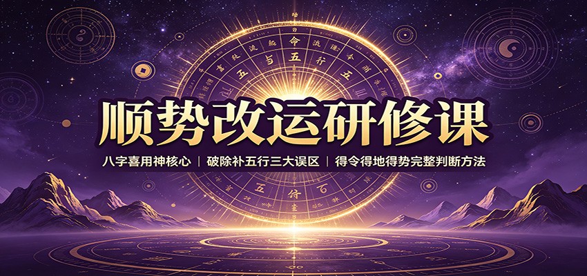 顺势改运研修课：八字喜用神核心，破除补五行三大误区，得令得地得势完整判断方法-千寻创业网