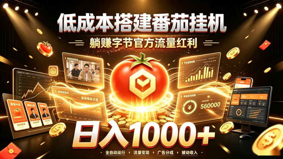 低成本搭建番茄挂G,躺賺字节官方流量红利,日入1k+,全程傻瓜式落地【揭秘】-千寻创业网
