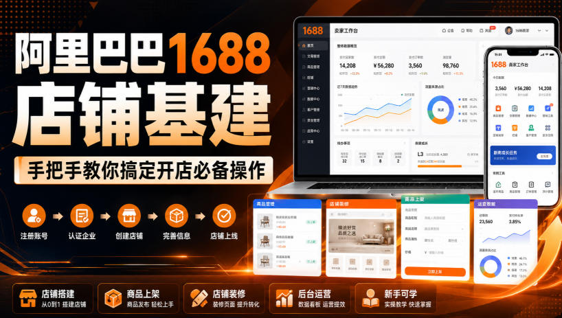 阿里巴巴1688店铺基建，手把手教你搞定开店必备操作（更新8月）-千寻创业网