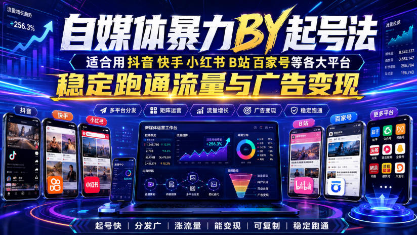自媒体暴力搬运起号法，适合用抖音快手小红书B站百家号等各大平台，稳定跑通流量与广告变现-千寻创业网
