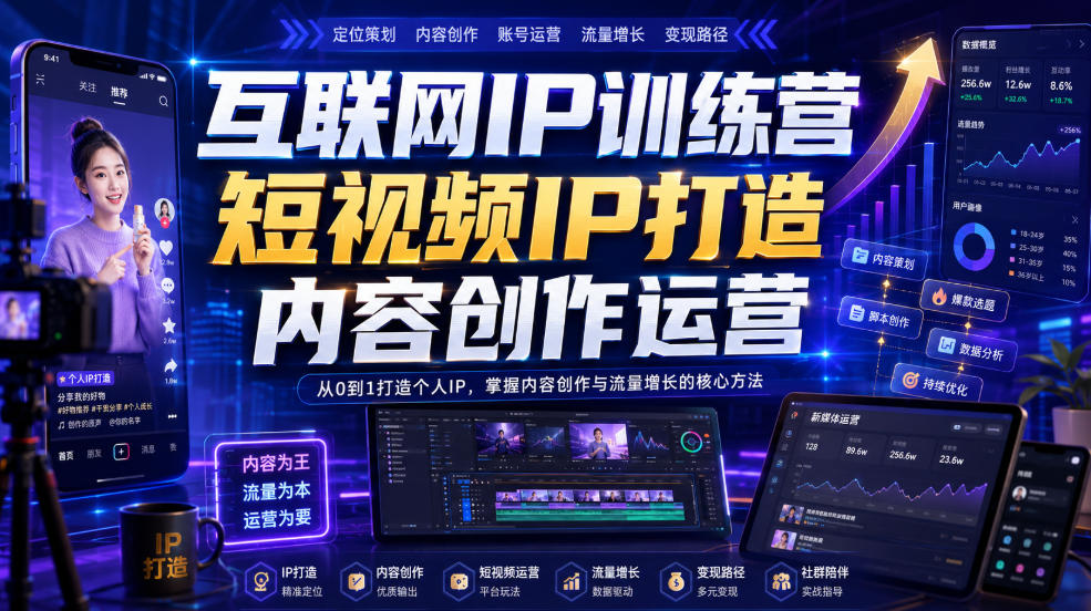 互联网IP训练营，短视频IP打造，内容创作运营-千寻创业网