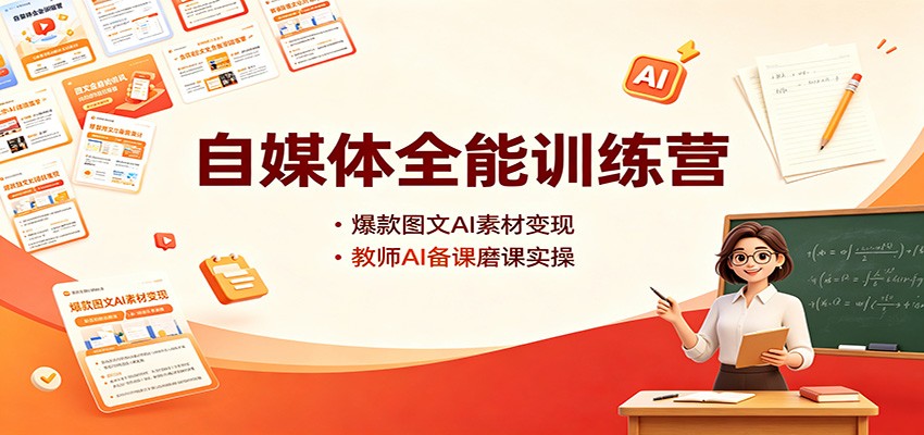 自媒体全能训练营：爆款图文AI素材变现，教师AI备课磨课实操-千寻创业网