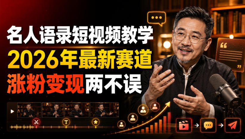 名人语录短视频教学，2026年最新赛道，涨粉变现两不误-千寻创业网