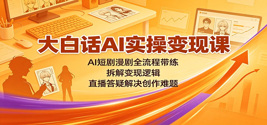 大白话AI实操变现课：AI短剧漫剧全流程带练，拆解变现逻辑，直播答疑解决创作难题-千寻创业网