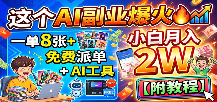 这个AI副业爆火！一单8张+，免费派单+AI工具，小白月入2W【附教程】-千寻创业网