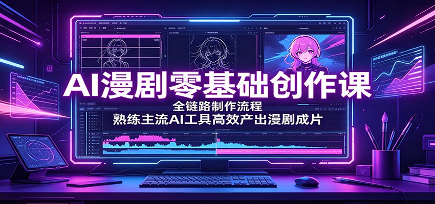 AI漫剧零基础创作课：全链路制作流程，熟练主流AI工具高效产出漫剧成片-千寻创业网