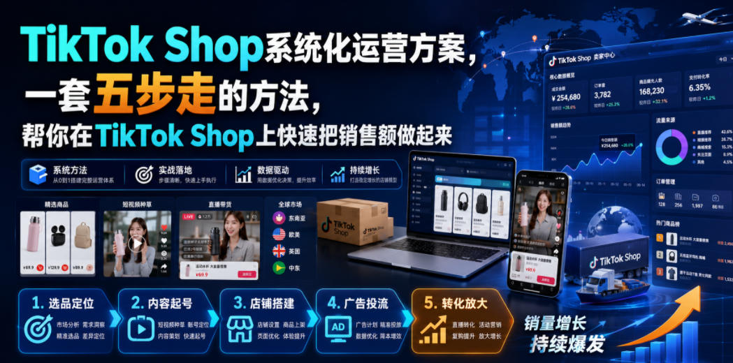 TikTok Shop系统化运营方案，一套五步走的方法，帮你在TikTok Shop上快速把销售额做起来【原创双语字幕】-千寻创业网