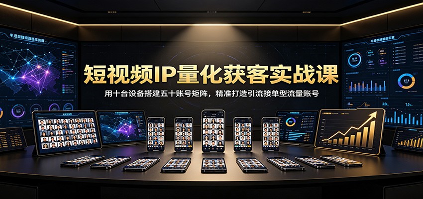 短视频IP量化获客实战课：用十台设备搭建五十账号矩阵，精准打造引流接单型流量账号-千寻创业网