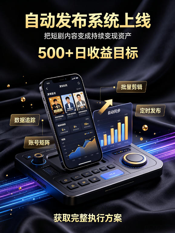 还在找靠谱线上副业？快手短剧项目，全程自动发布内容，不用熬夜做视频，轻松日入500+【揭秘】-千寻创业网