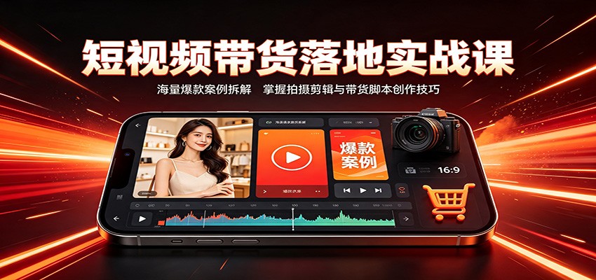 短视频带货落地实战课：海量爆款案例拆解，掌握拍摄剪辑与带货脚本创作技巧-千寻创业网