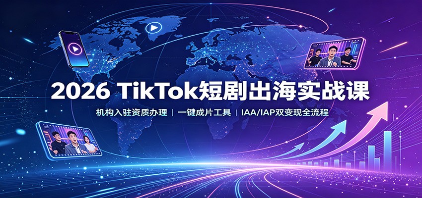 2026 TikTok短剧出海实战课：机构入驻资质办理，一键成片工具，IAA/IAP双变现全流程-千寻创业网